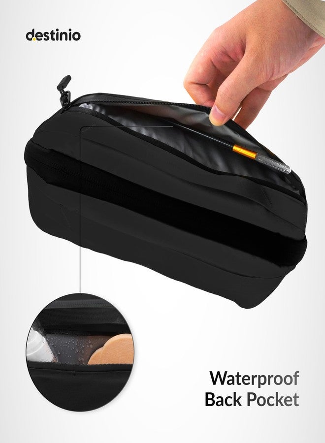 Destinio Nylon Toiletry Bag For Unisex - Waterproof Organizer With Hanging Hook - Travel Pouch And Shaving Kit Bag, Cosmetic And Make Up Pouches (Black) 24 X 17 X 7 Cm - Image 5